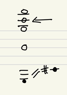 image of a treble clef staff, with a low E to C sharp trill, and high harmonics B, G, C, F, and an arrow pointing to the C