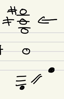 image of a treble clef staff, with a low E
 to E trill, and high harmonics B, G, c quarter sharp, F sharp, and an arrow pointing to the C quarter sharp